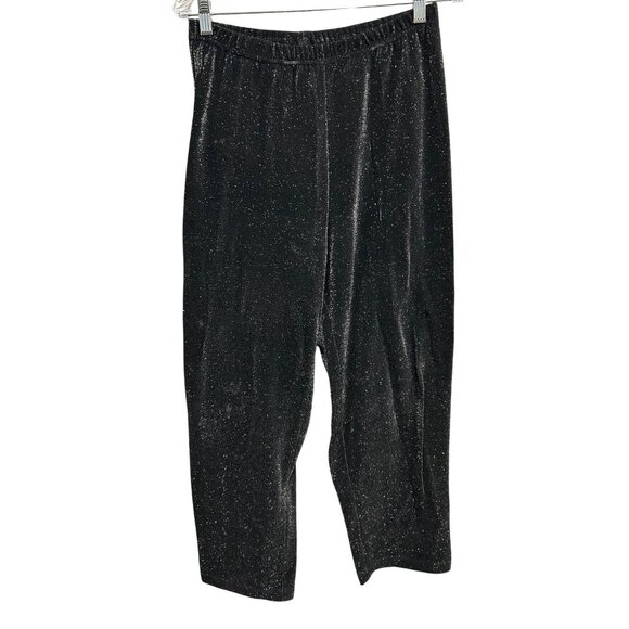 Three Flaggs California Black Metallic Elastic Waist Pants Sz Large - Picture 1 of 9